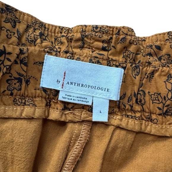 Anthropology Marigold Yellow Tie Waist Cropped Straight Leg Pants Rolled Cuff L - Picture 4 of 6
